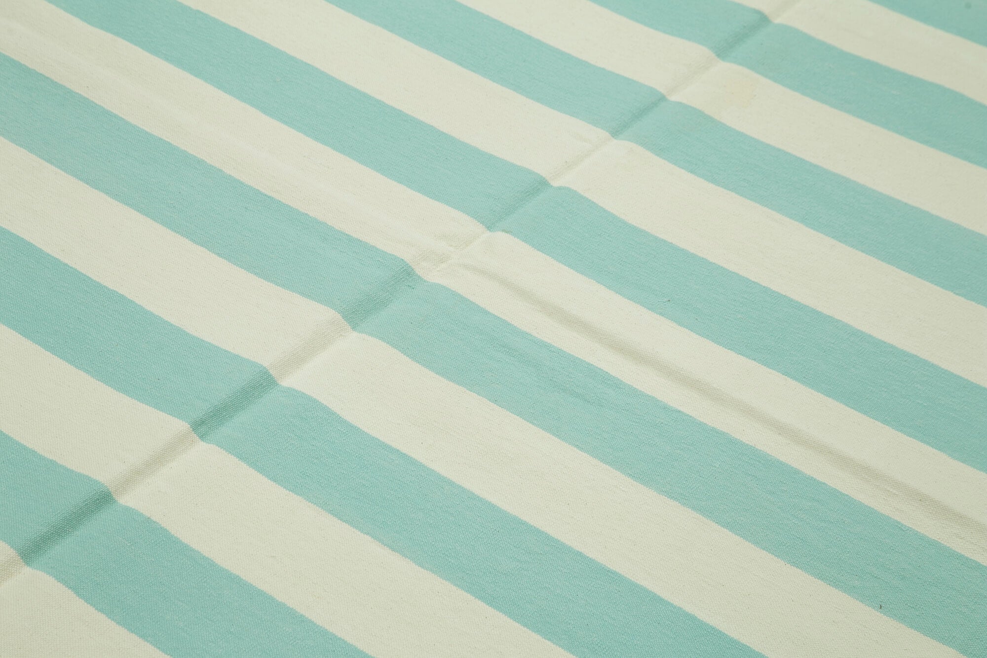 Handmade Area Rug – Turquoise Geometric Cotton Wool Rug 7'10'' x 10'1'' | Artisan Woven