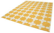 Handmade Area Rug - Yellow Geometric Cotton Wool Rug by Agacan | Durable Living Room Carpet 8'3"x9'10"