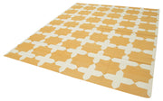 Handmade Area Rug - Yellow Geometric Area Rug Cotton Wool Vintage Design 7'10''x9'7''
