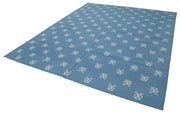 Handmade Wool Area Rug | Blue Geometric Rug, Soft Wool Carpet & Durable Cotton Weave