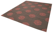 Handmade Wool Area Rug – Brown Geometric Cotton Wool Rug 8'1''x9'10'' Durable