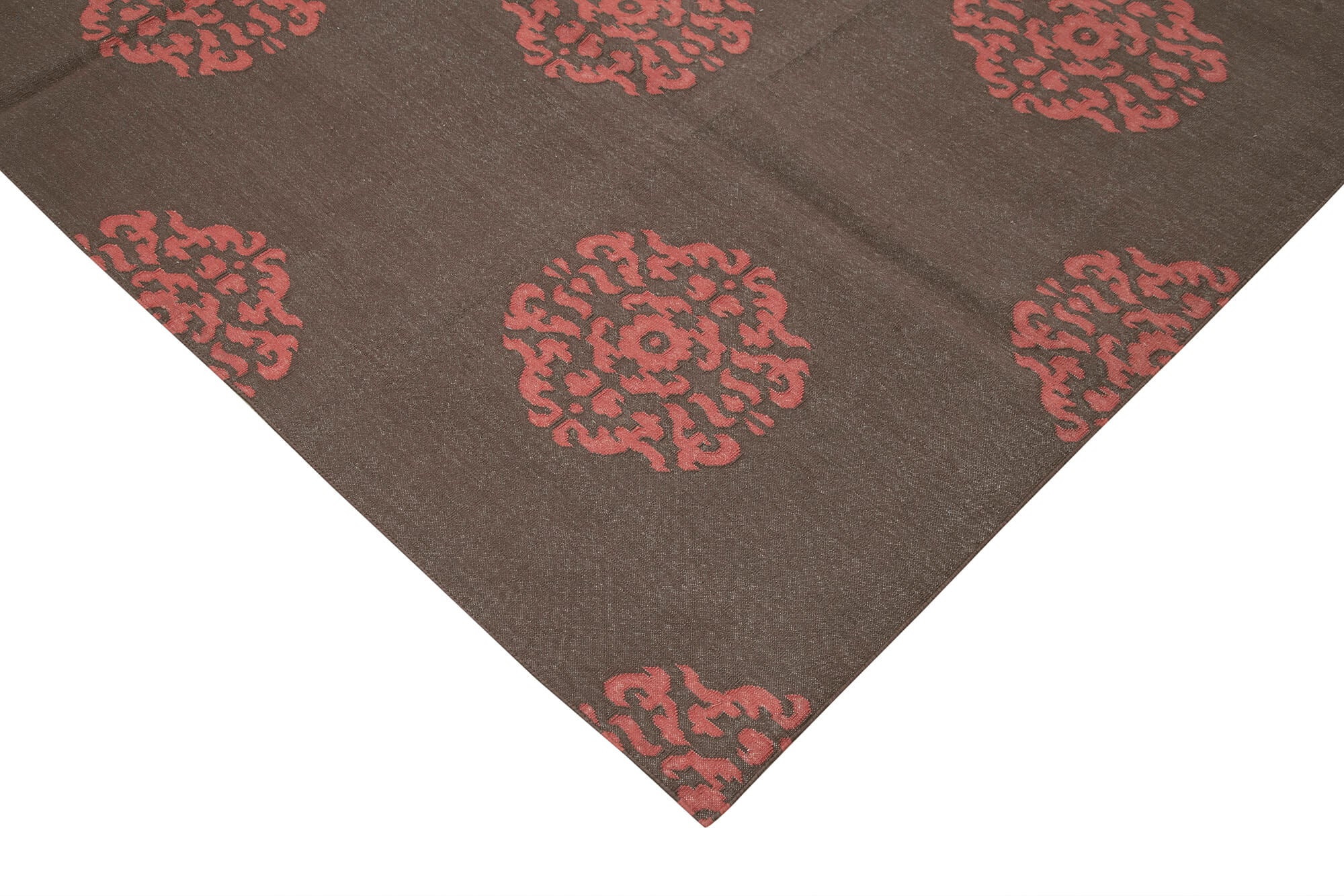 Handmade Wool Area Rug – Brown Geometric Cotton Wool Rug 8'1''x9'10'' Durable