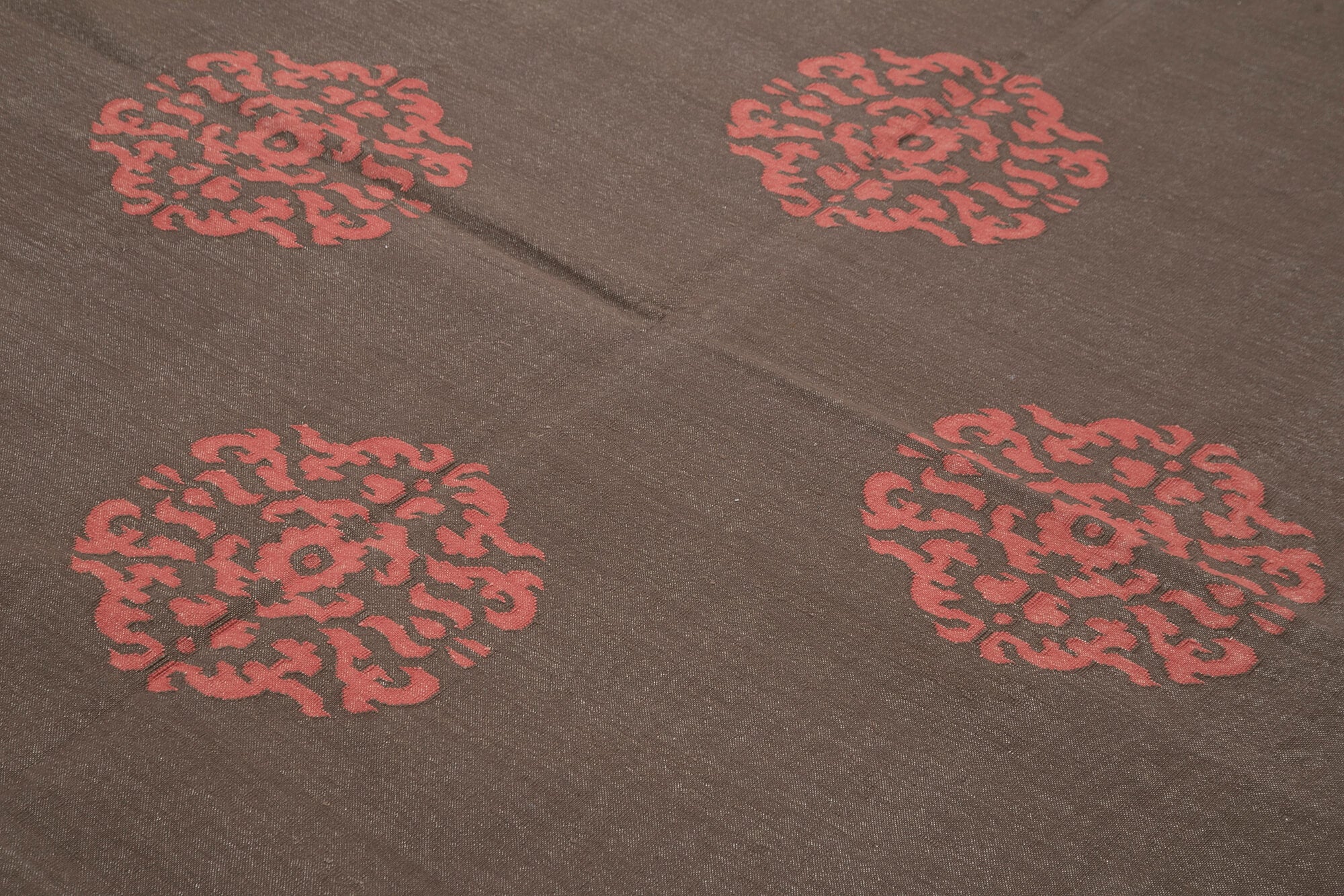 Handmade Wool Area Rug – Brown Geometric Cotton Wool Rug 8'1''x9'10'' Durable
