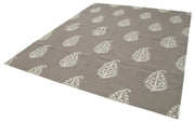 Handmade Wool Area Rug – Grey Geometric Cotton Wool Rug, Durable Living Room Carpet 8'1" x 9'10"