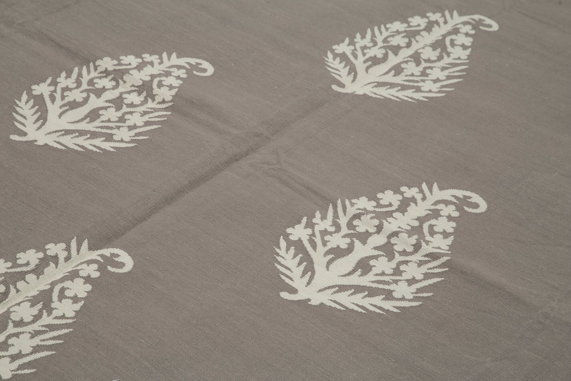 Handmade Wool Area Rug – Grey Geometric Cotton Wool Rug, Durable Living Room Carpet 8'1" x 9'10"