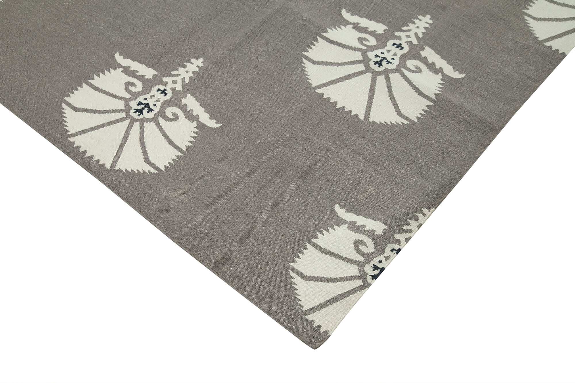 Handmade Area Rug – Grey Geometric Cotton Wool Soft Wool Area Rug 8'3" x 9'9"