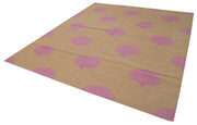 Handmade Area Rug - Geometric Cotton Wool Rug | Vintage Turkish Hand Knotted Carpet 8'x9'11"