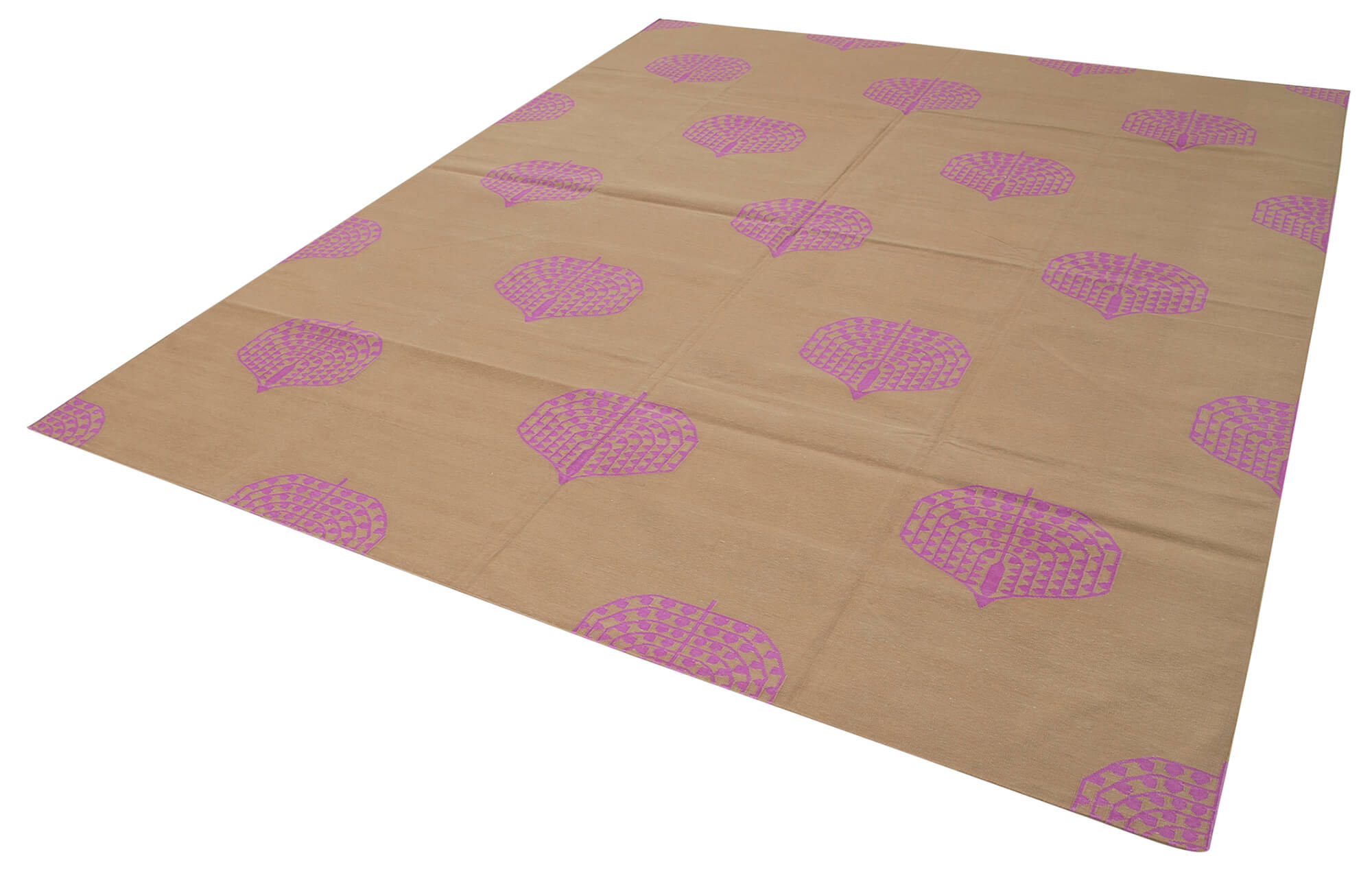 Handmade Area Rug - Geometric Cotton Wool Rug | Vintage Turkish Hand Knotted Carpet 8'x9'11"