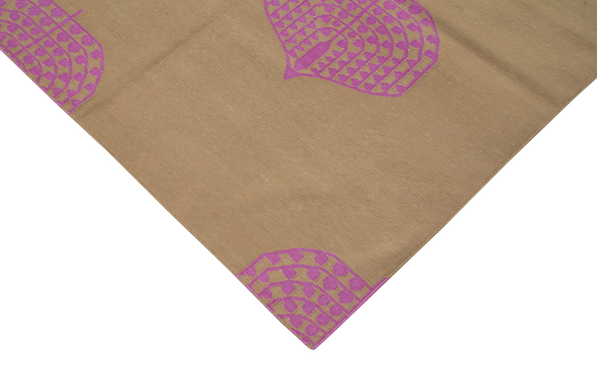 Handmade Area Rug - Geometric Cotton Wool Rug | Vintage Turkish Hand Knotted Carpet 8'x9'11"