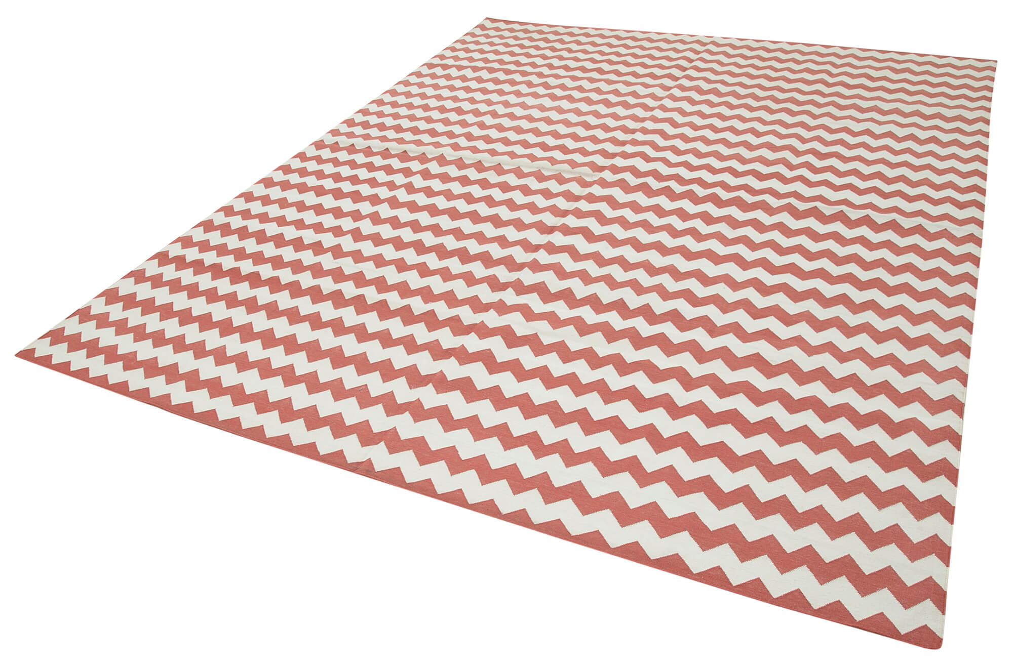 Handmade Wool Area Rug – Red Geometric Carpet 7x10 Feet | Durable Cotton & Natural Wool