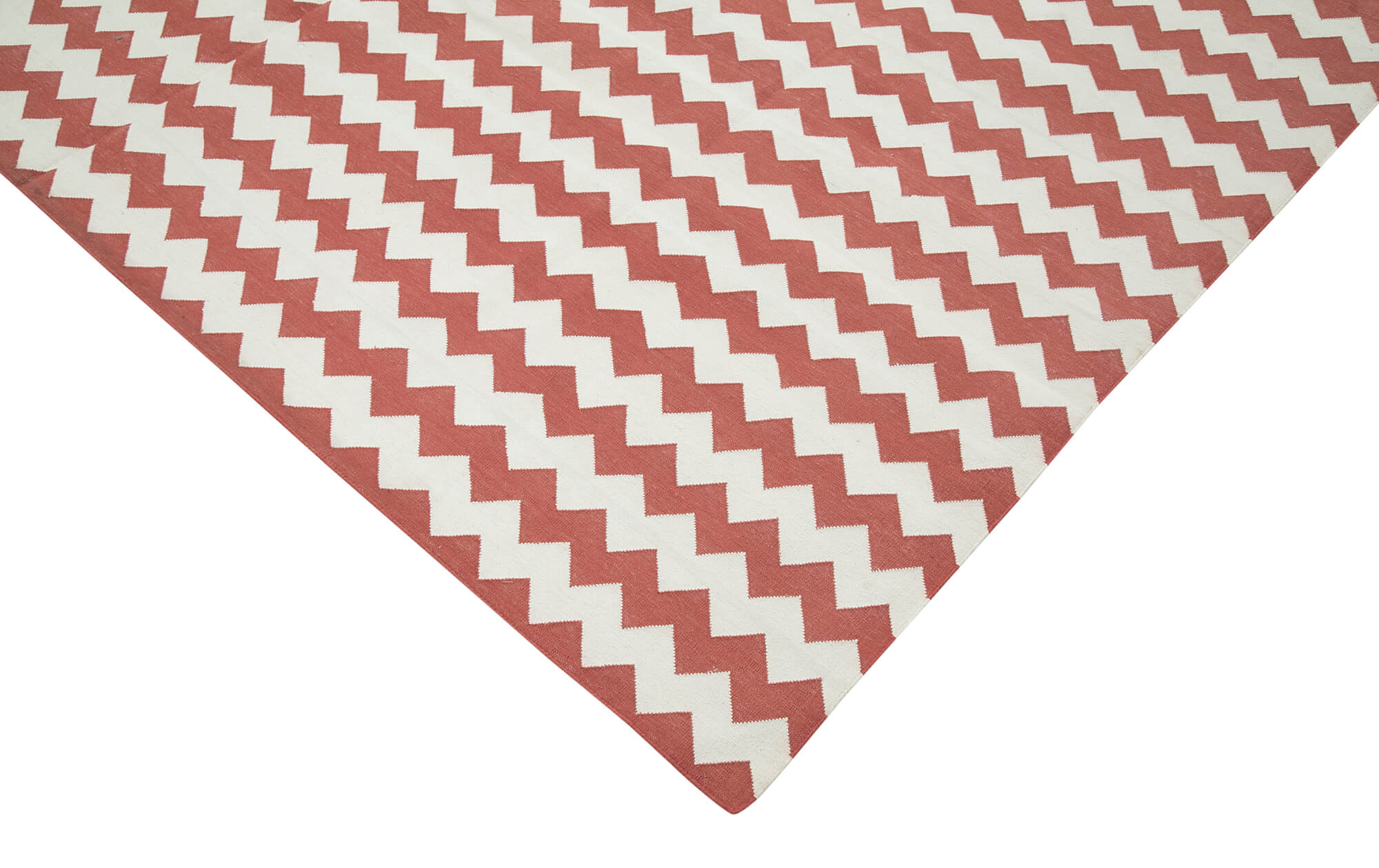 Handmade Wool Area Rug – Red Geometric Carpet 7x10 Feet | Durable Cotton & Natural Wool
