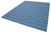 Handmade Wool Area Rug | Vintage Turkish Carpet with Blue Geometric Design & Soft Wool Covering