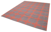 Handmade Area Rug – Brown Geometric Cotton Wool Rug 8'3'' x 9'11'' for Living Room
