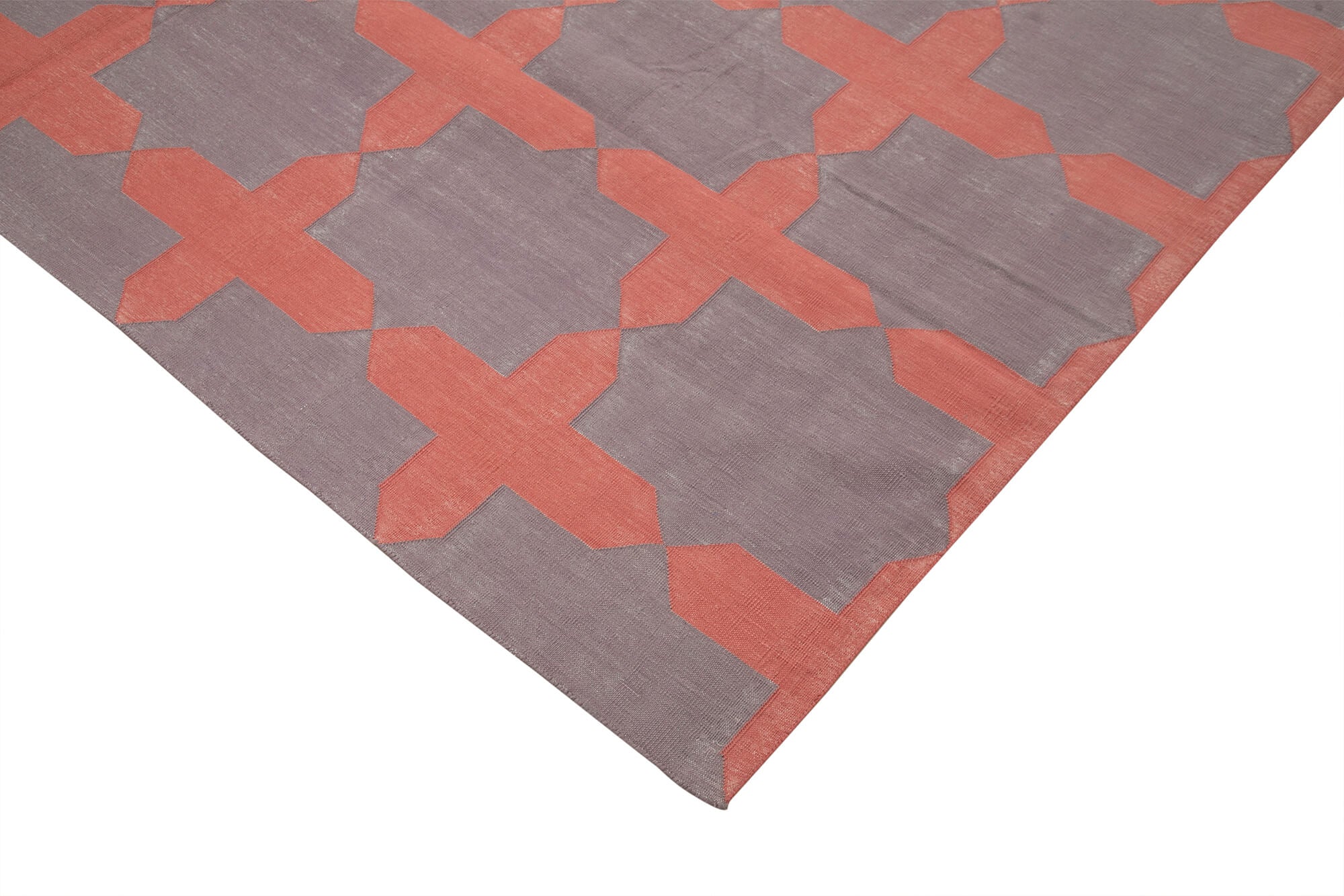 Handmade Area Rug – Brown Geometric Cotton Wool Rug 8'3'' x 9'11'' for Living Room