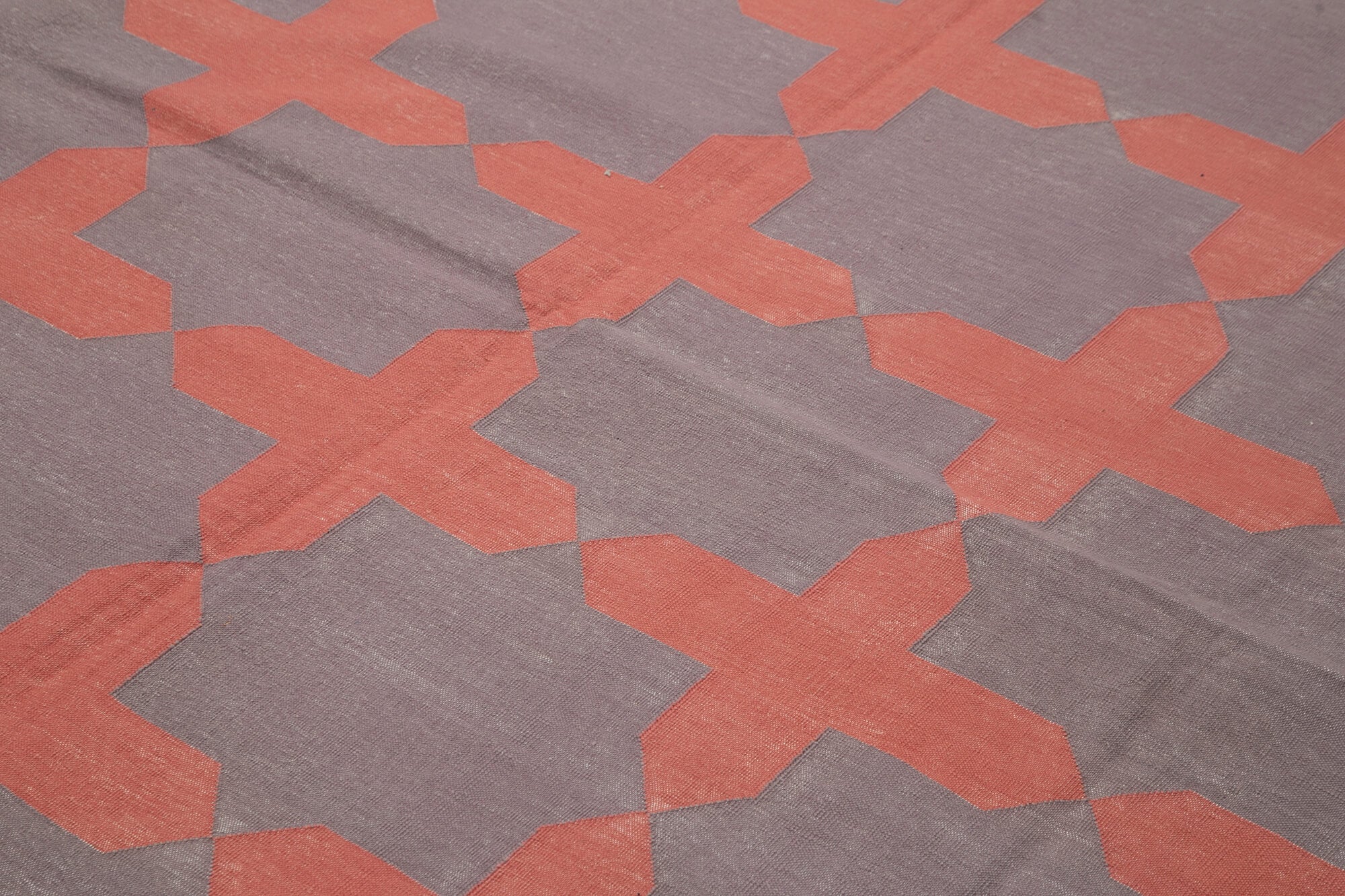 Handmade Area Rug – Brown Geometric Cotton Wool Rug 8'3'' x 9'11'' for Living Room
