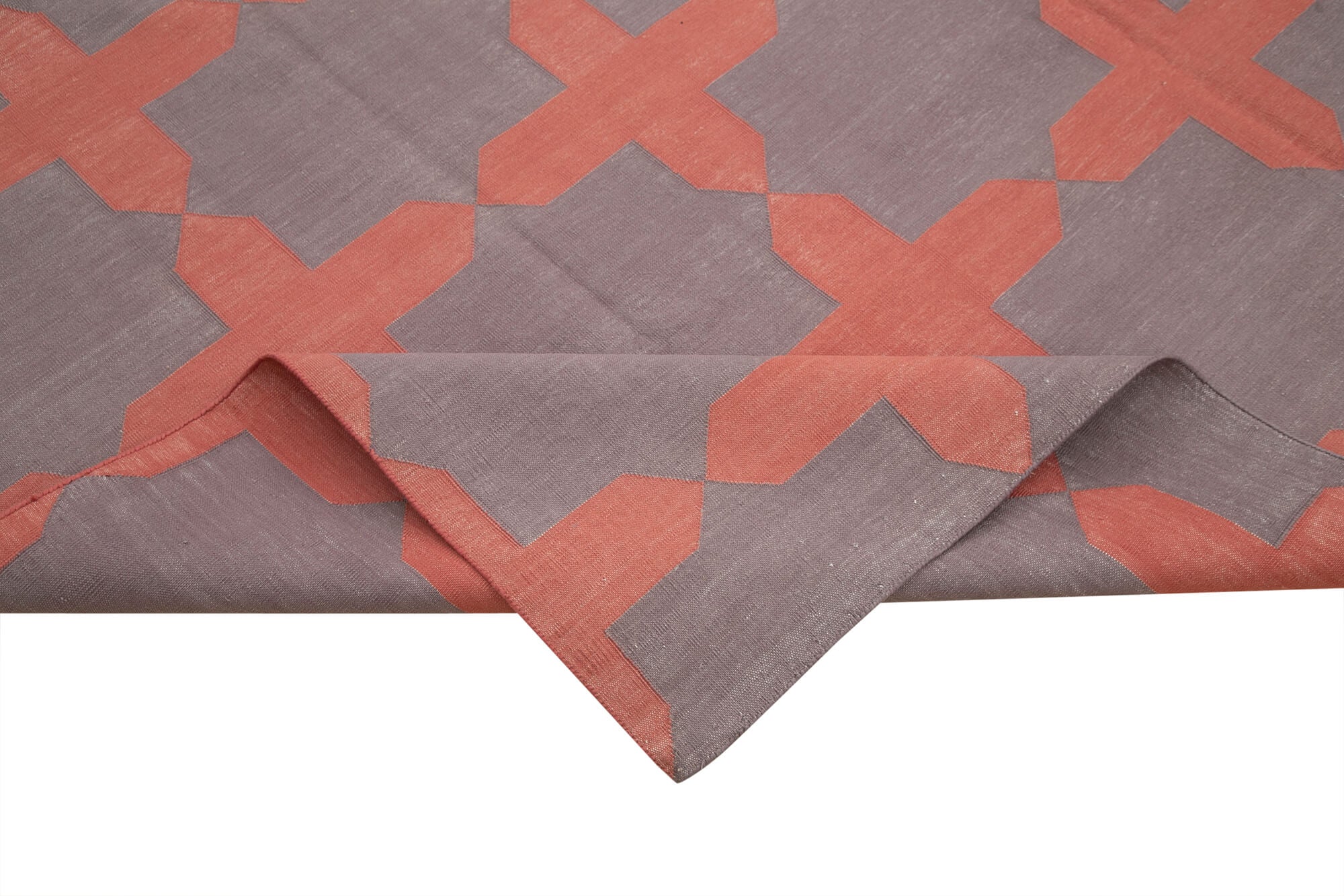 Handmade Area Rug – Brown Geometric Cotton Wool Rug 8'3'' x 9'11'' for Living Room