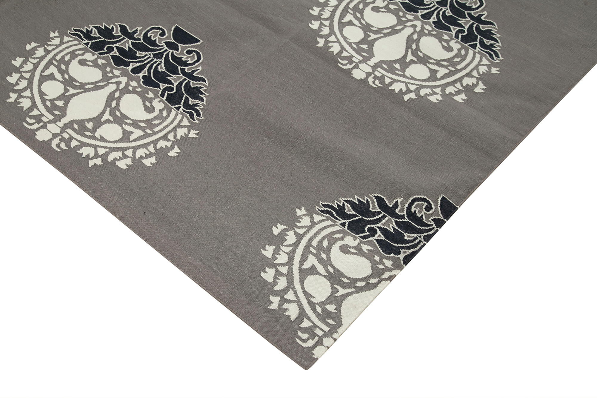 Handmade Wool Area Rug - Geometric Grey Cotton Wool Rug 8'x9'11'' by Agacan