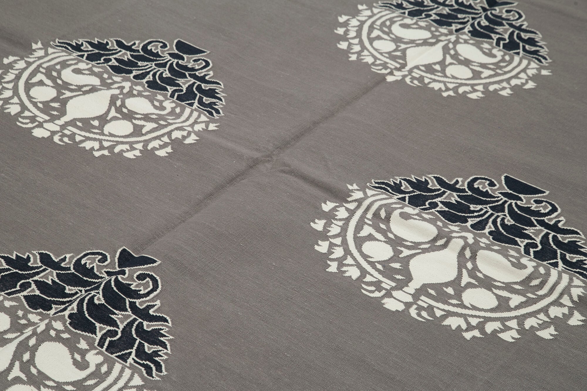 Handmade Wool Area Rug - Geometric Grey Cotton Wool Rug 8'x9'11'' by Agacan