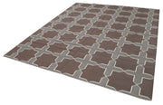 Handmade Wool Area Rug – Brown Geometric Pattern Rug | Durable Cotton Weave Carpet 8'x9'8"