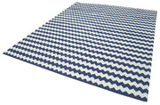 Handmade Wool Area Rug | Blue Geometric Cotton Wool Rug, Durable Hand Woven Carpet 7'10" x 9'7"