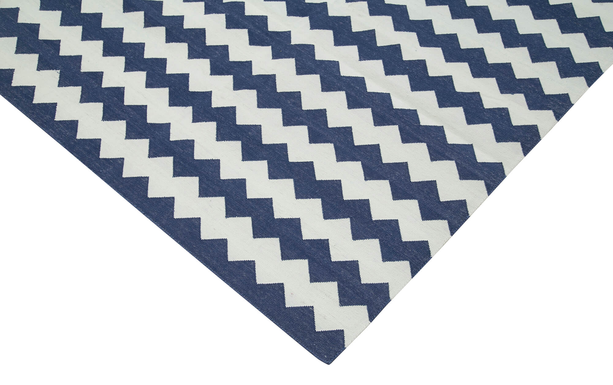 Handmade Wool Area Rug | Blue Geometric Cotton Wool Rug, Durable Hand Woven Carpet 7'10" x 9'7"