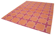 Handmade Area Rug – Orange Geometric Cotton Wool Rug 8'0'' x 9'9'' by Agacan