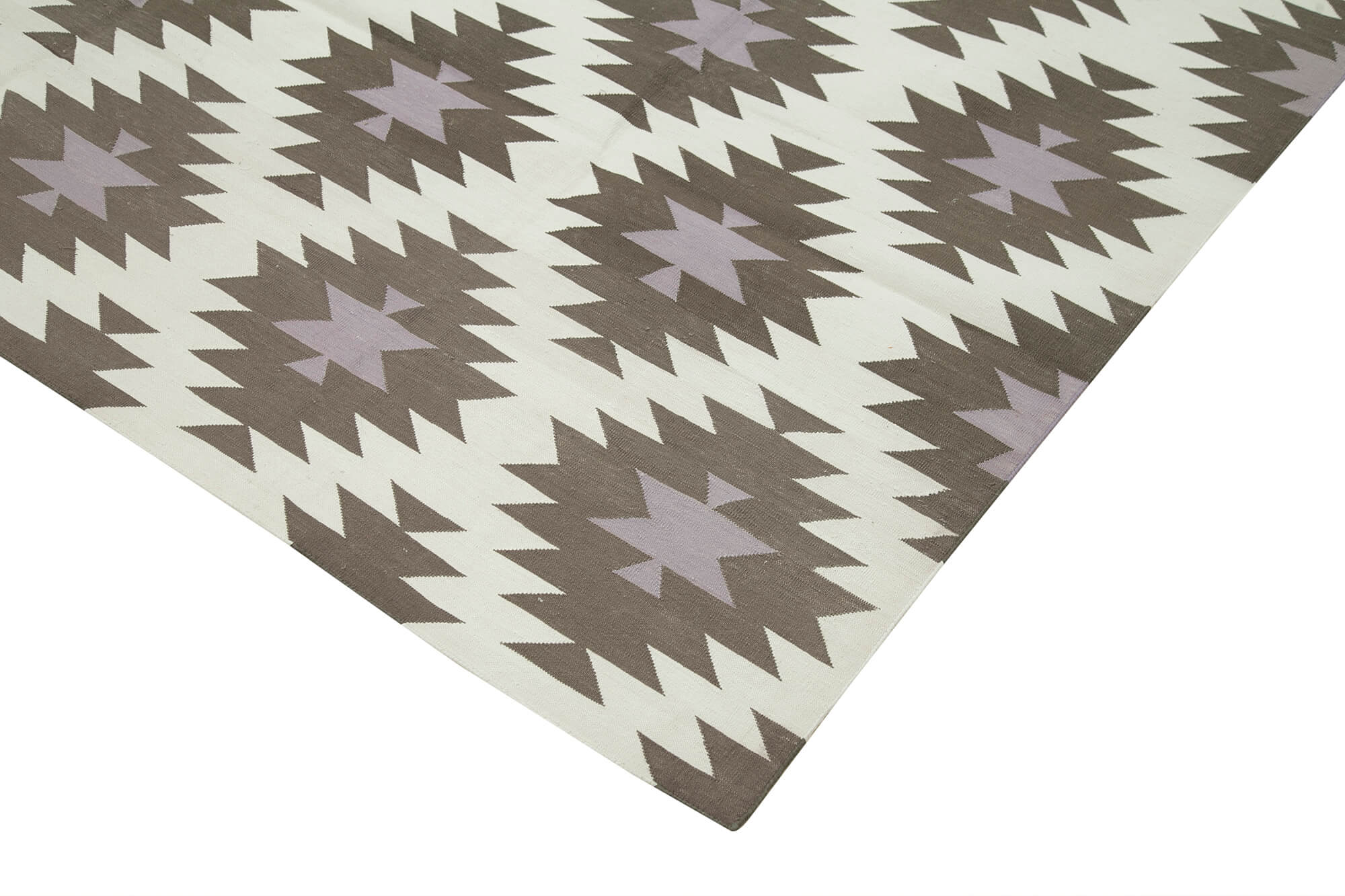 Handmade Area Rug - Brown Geometric Cotton Wool Rug 7'11" x 9'10" Durable Floor Covering
