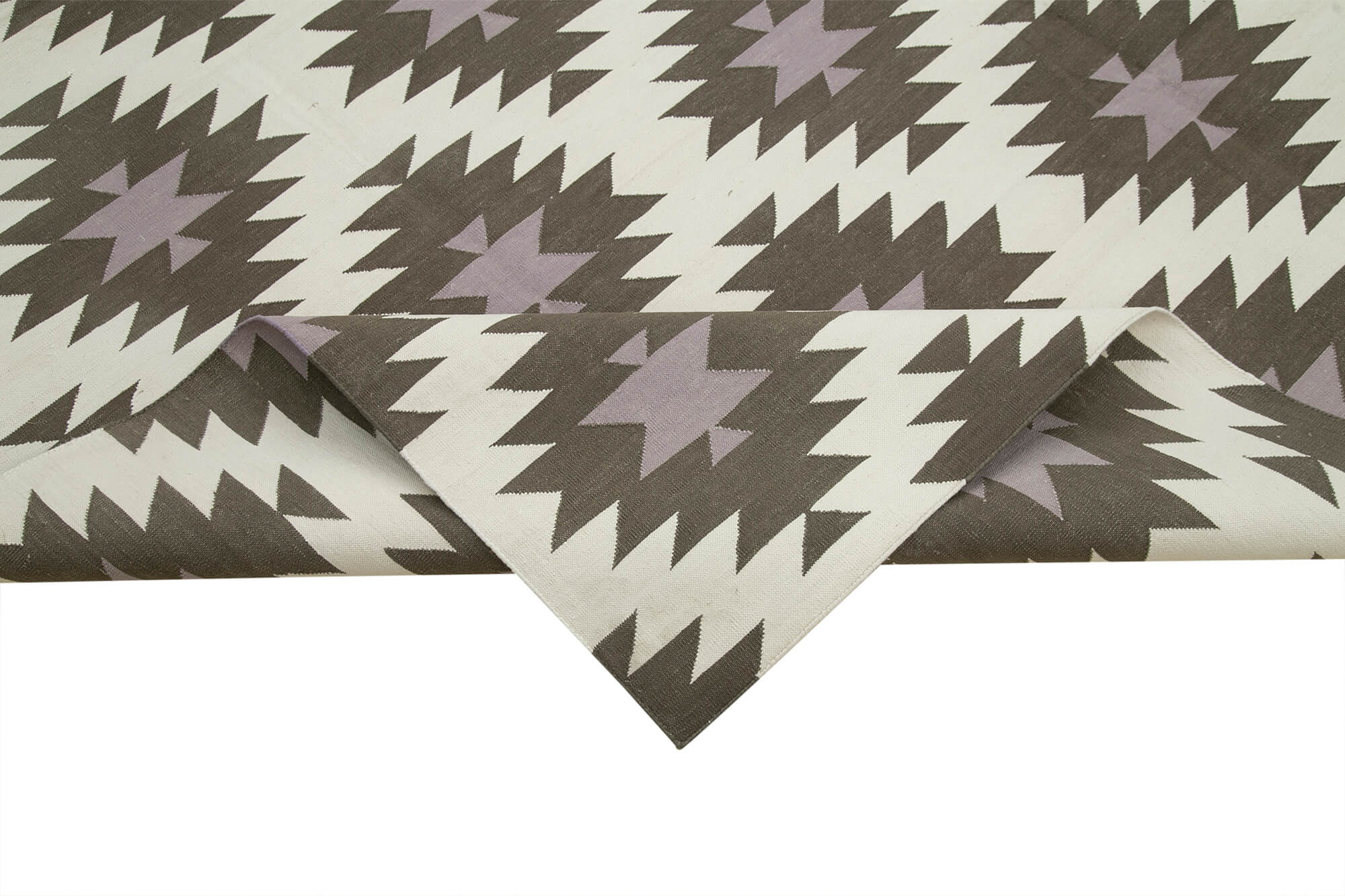 Handmade Area Rug - Brown Geometric Cotton Wool Rug 7'11" x 9'10" Durable Floor Covering