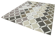 Handmade Wool Area Rug - Brown Geometric Pattern Rug, Cotton Wool, 7'10"x10'0"