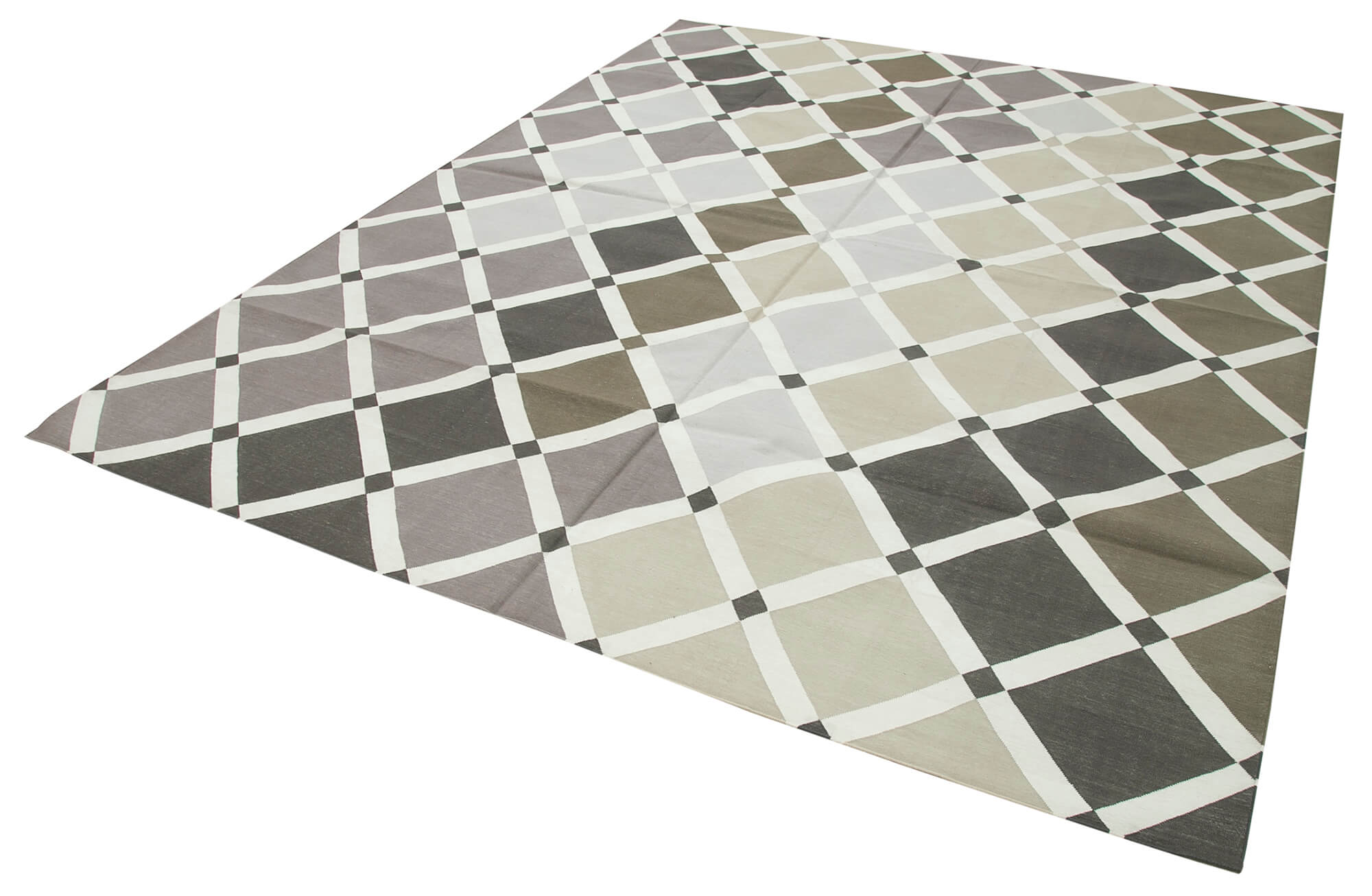 Handmade Wool Area Rug - Brown Geometric Pattern Rug, Cotton Wool, 7'10"x10'0"