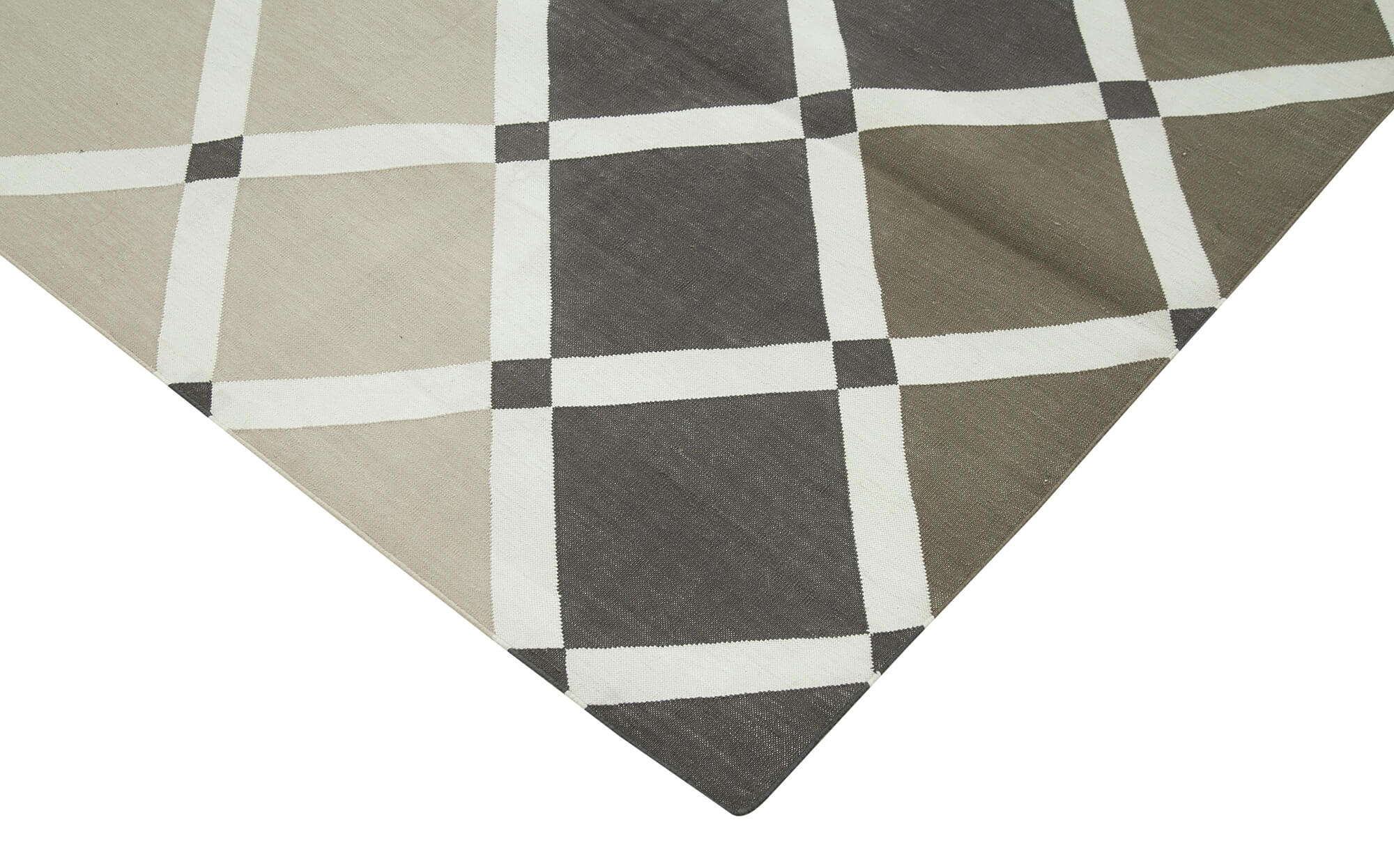 Handmade Wool Area Rug - Brown Geometric Pattern Rug, Cotton Wool, 7'10"x10'0"