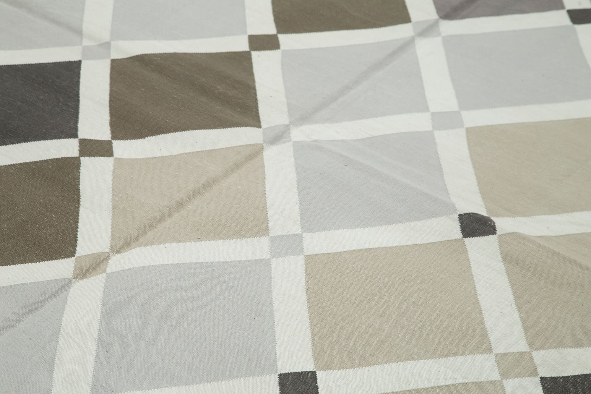 Handmade Wool Area Rug - Brown Geometric Pattern Rug, Cotton Wool, 7'10"x10'0"