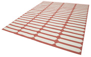 Handmade Area Rug - Red Geometric Cotton Wool Turkish Wool Rug 8'0''x9'10''