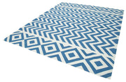 Handmade Wool Area Rug – Blue Geometric Pattern Cotton Wool Rug 7'11" x 9'9"