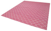 Handmade Area Rug - Pink Geometric Cotton Wool Rug 8'1'' x 9'9'' | Vintage Turkish Carpet