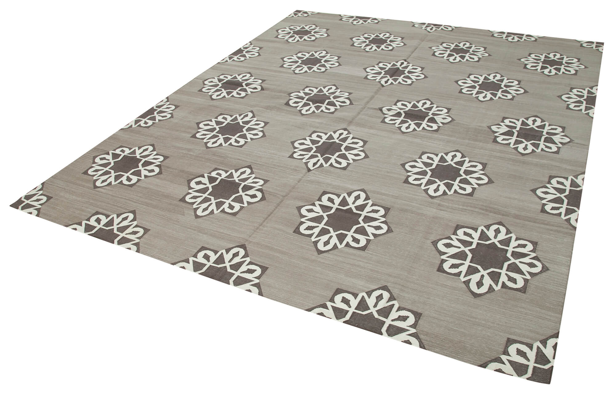 Handmade Wool Area Rug - Brown Geometric Rug 7x10 Feet | Durable Cotton Wool Carpet
