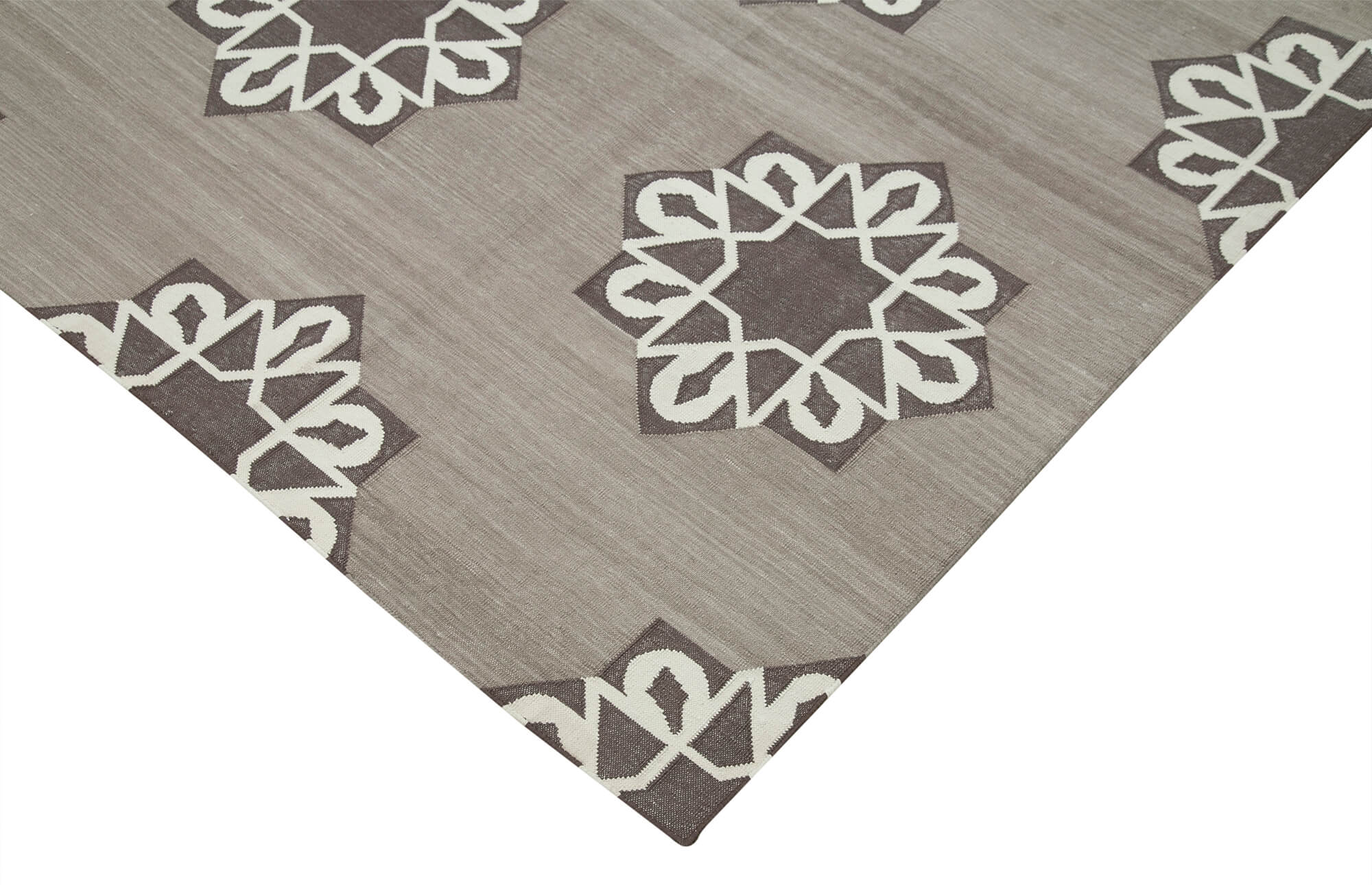 Handmade Wool Area Rug - Brown Geometric Rug 7x10 Feet | Durable Cotton Wool Carpet