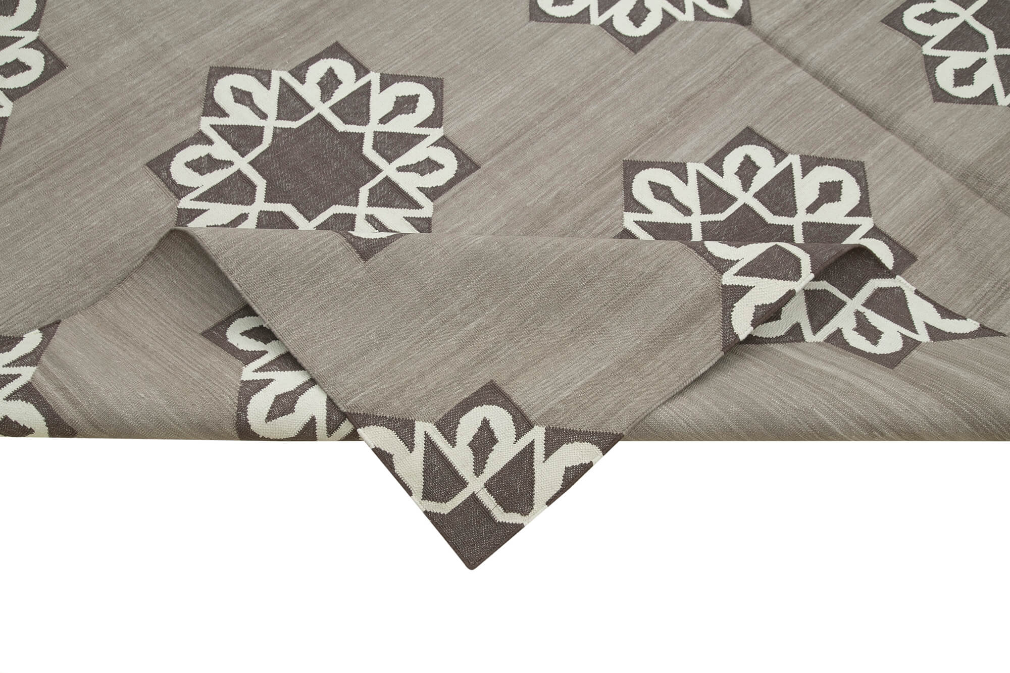 Handmade Wool Area Rug - Brown Geometric Rug 7x10 Feet | Durable Cotton Wool Carpet