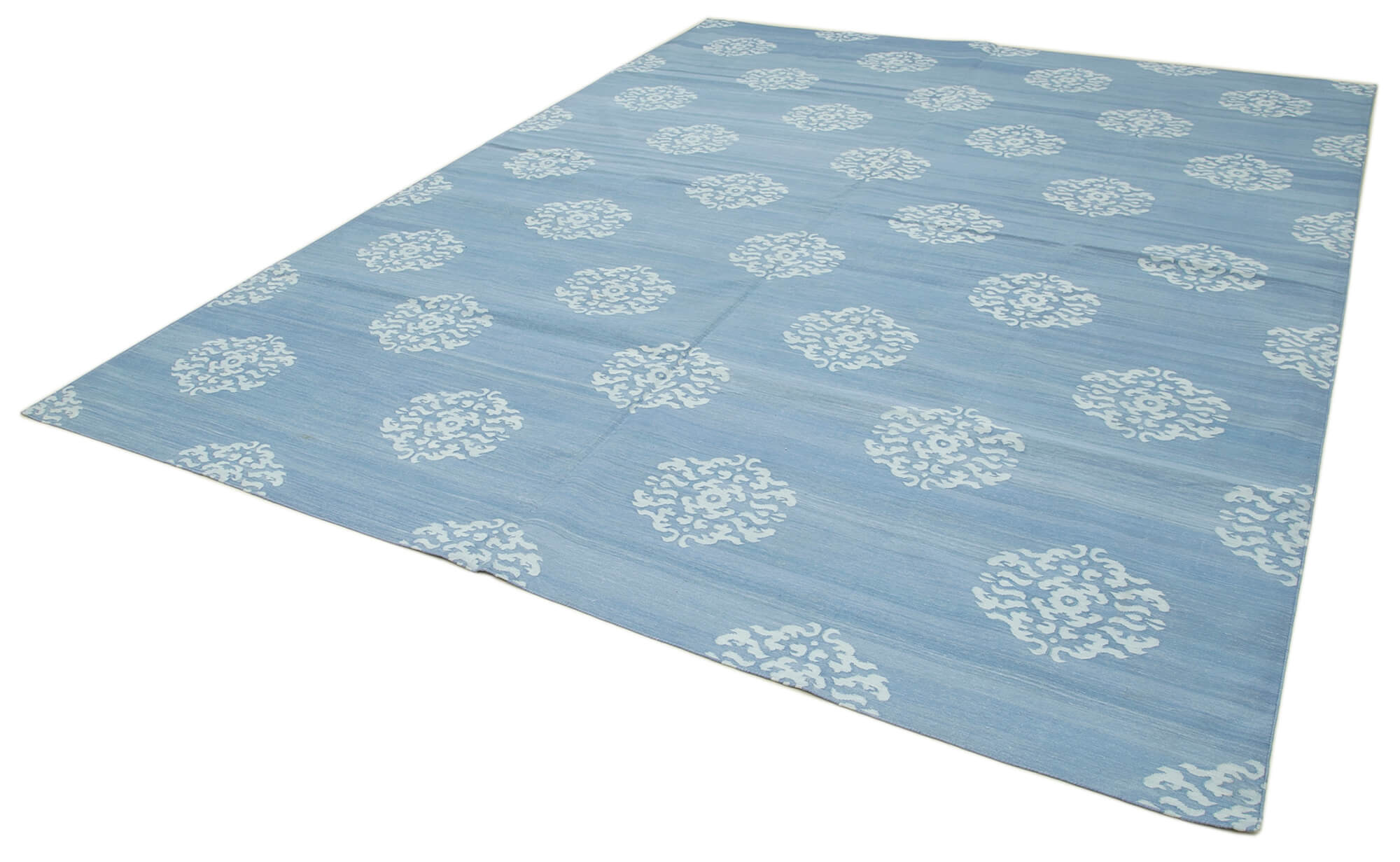 Handmade Area Rug – Traditional Hand Knotted Blue Geometric Cotton Wool Carpet