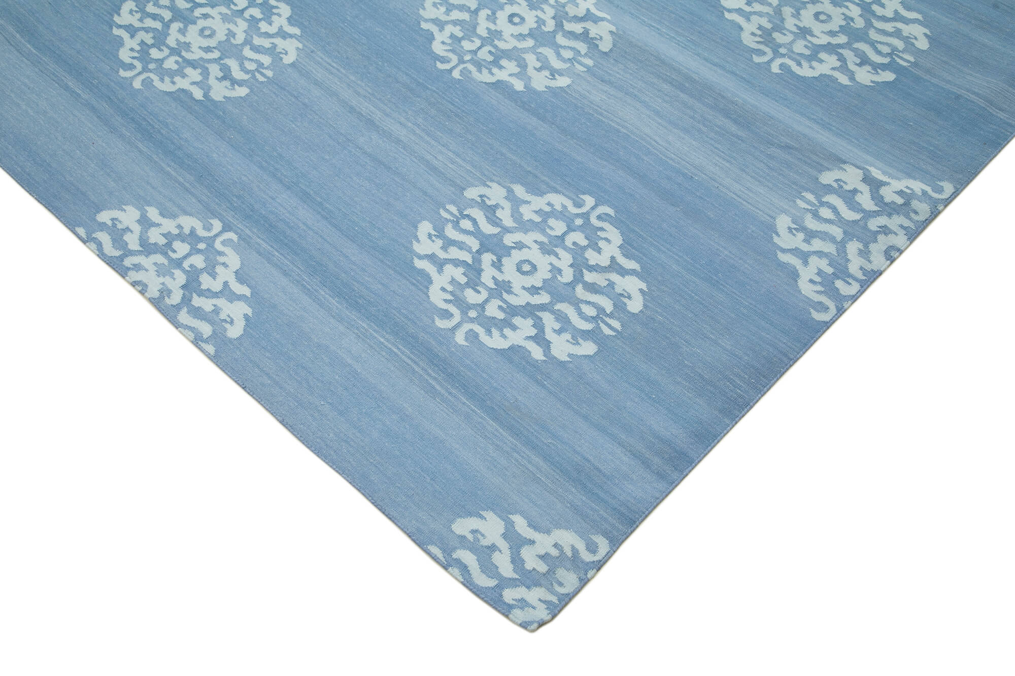 Handmade Area Rug – Traditional Hand Knotted Blue Geometric Cotton Wool Carpet