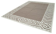 Handmade Wool Area Rug - Brown Geometric Cotton Wool Rug, Hand Woven Carpet 9'2''x12'2''