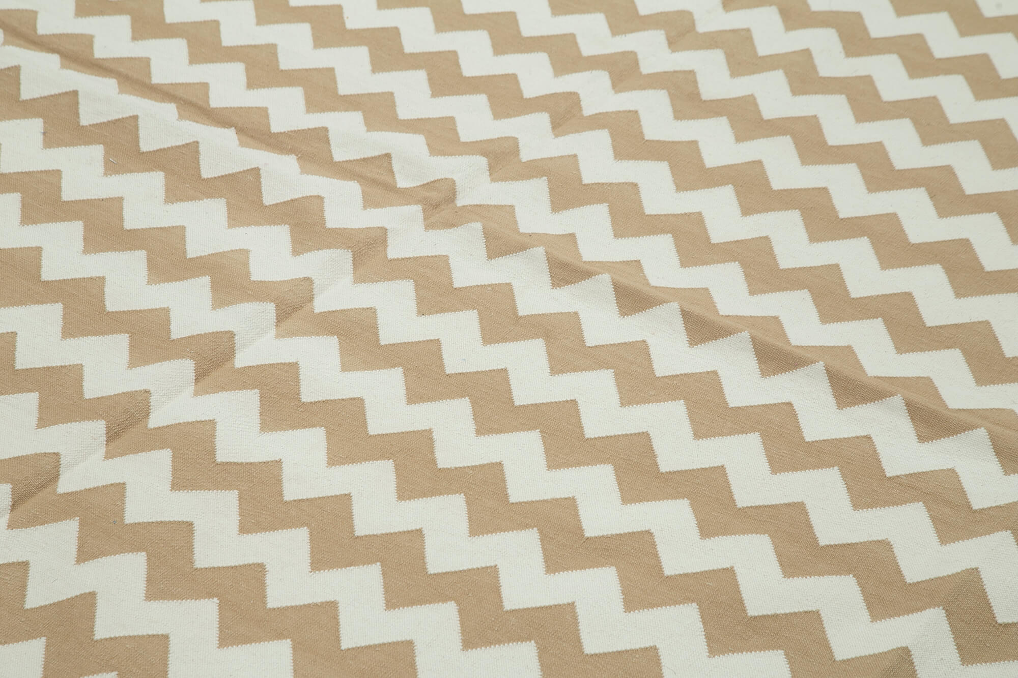 Handmade Wool Area Rug – Beige Geometric Cotton Wool Rug, 8'11'' x 11'10''