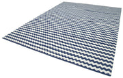 Handmade Area Rug - Blue Geometric Cotton Wool Rug 8'11'' x 11'10'' for Living Room