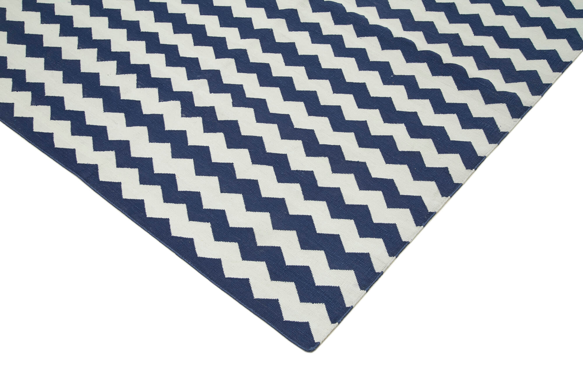 Handmade Area Rug - Blue Geometric Cotton Wool Rug 8'11'' x 11'10'' for Living Room