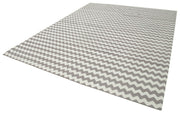 Handmade Area Rug – Brown Geometric Cotton Wool Blend, Soft Textured Floor Covering 9'x11'8"