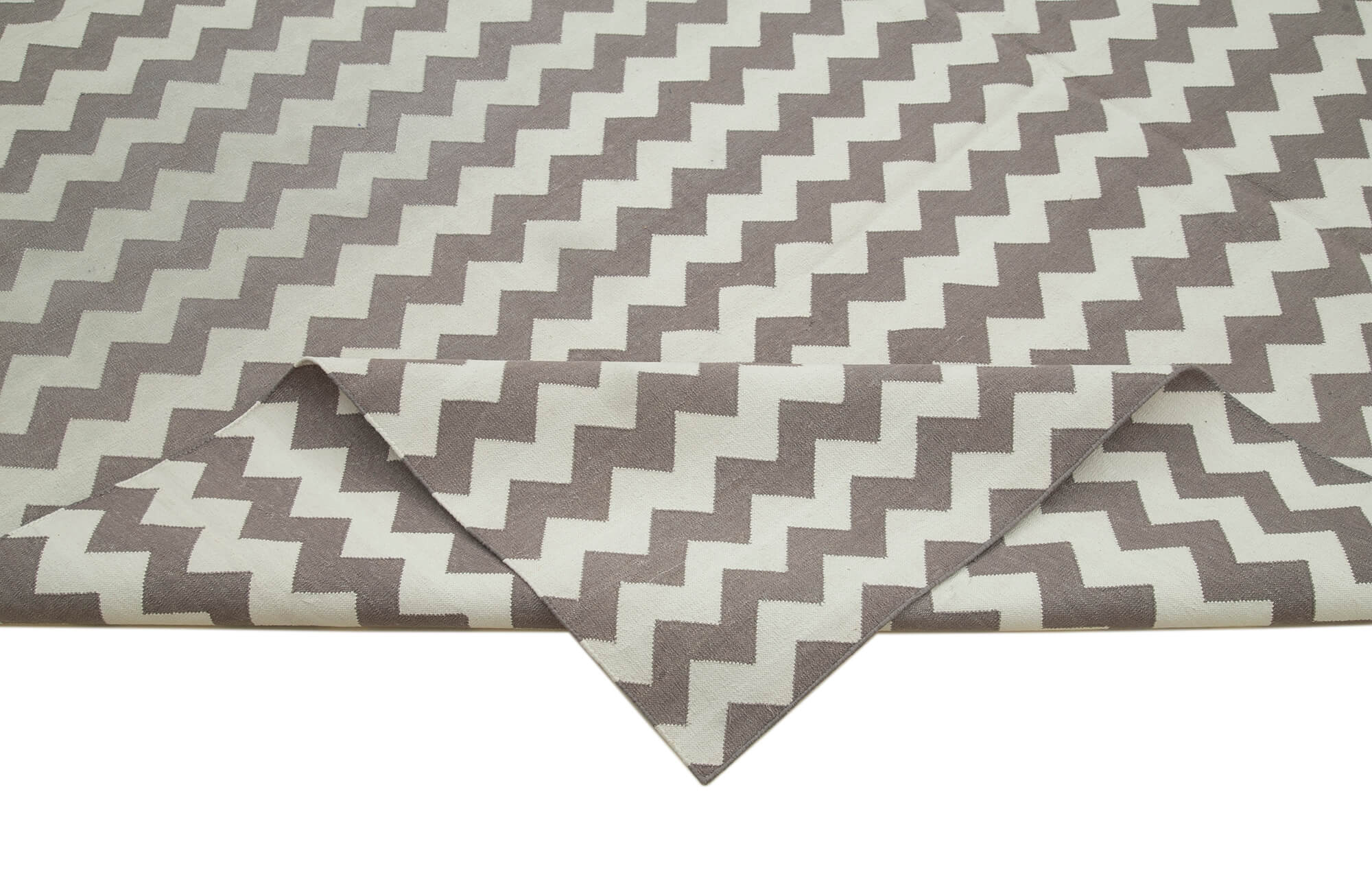 Handmade Area Rug – Brown Geometric Cotton Wool Blend, Soft Textured Floor Covering 9'x11'8"