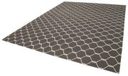 Handmade Area Rug - Brown Geometric Cotton Wool Rug 9'1" x 11'9" Durable Turkish Carpet