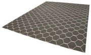 Handmade Area Rug - Geometric Brown Cotton Wool Vintage Turkish Carpet 9'1" x 11'7"