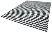Handmade Area Rug - Black Geometric Cotton Wool Rug, Durable Soft Texture 8'10''x11'10''