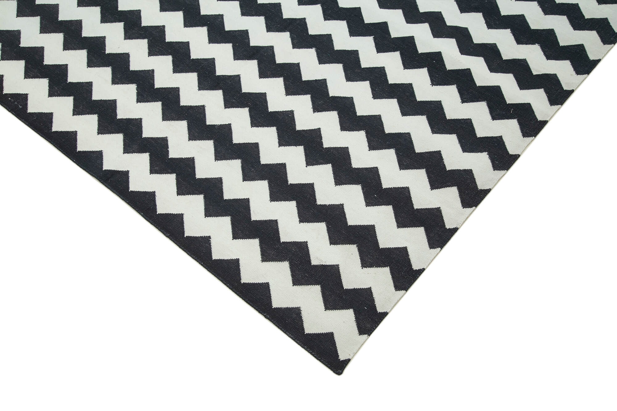 Handmade Area Rug - Black Geometric Cotton Wool Rug, Durable Soft Texture 8'10''x11'10''